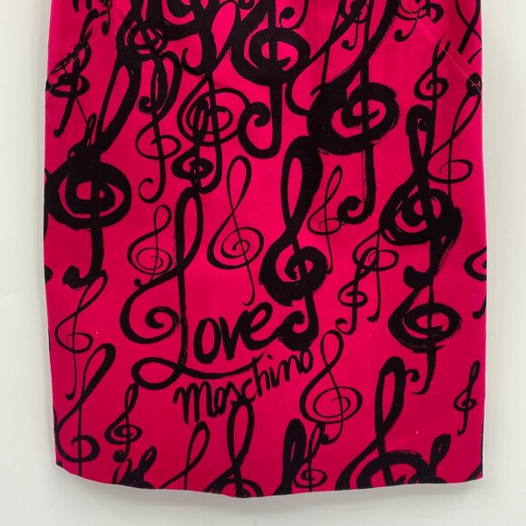 Love Moschino Pink Black Music Note Mini Dress | Size 6 - Picture 3 of 11